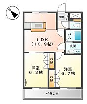 マーヴェラスＢ 202 ｜ 岡山県総社市井尻野（賃貸アパート2LDK・2階・51.66㎡） その2