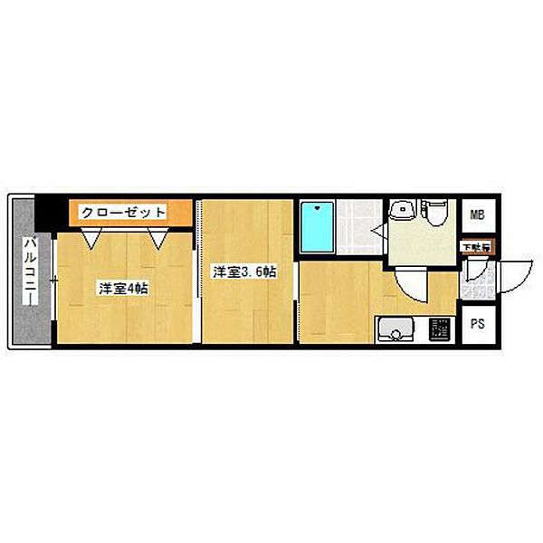 福岡県福岡市博多区博多駅前4丁目(賃貸マンション2K・7階・24.78㎡)の写真 その2