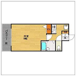 ピュアドームグランディー博多 1Kの間取図画像