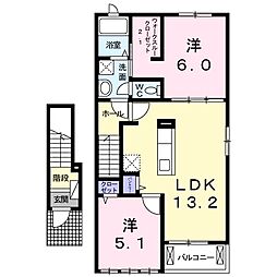 カーサ　マロ―ネ 2階2LDKの間取り