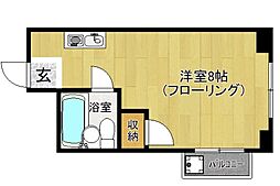メリーメイト二日市 2階ワンルームの間取り