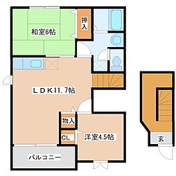 プランドゥ鳥栖2 2LDKの間取図画像
