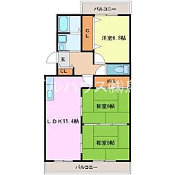 グリーンヒルズ桜台1番館 3LDKの間取図画像