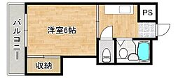 パシフィック紫 1Kの間取図画像
