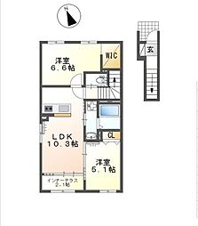 プライムヒルズ 2LDKの間取図画像