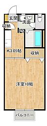 アンジェリーク 1Kの間取図画像