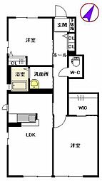 ビューコートME 2LDKの間取図画像
