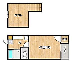 サンラーク三条B 1Kの間取図画像