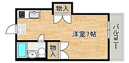 パルル緑台第1コーポ ワンルームの間取図画像