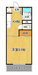 カーサアルカディア 1Kの間取図画像