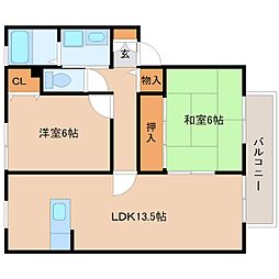 ウェルフェアビレッジE 2LDKの間取図画像