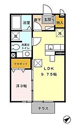 セジュール都府楼 1LDKの間取図画像