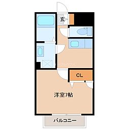 ピュアライフ二日市 1Kの間取図画像