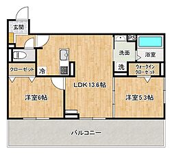 D-ROOM平田台 2LDKの間取図画像