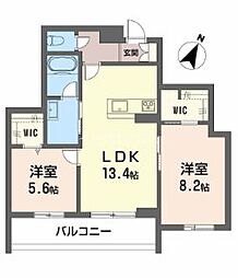 シャーメゾン上大利レジデンス 2LDKの間取図画像