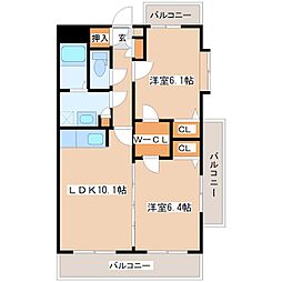 ヴァンクレール 2LDKの間取図画像
