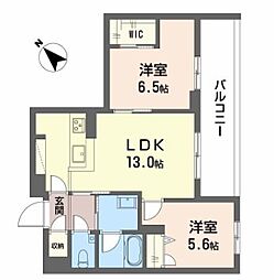 シャーメゾン トレゾール 2LDKの間取図画像