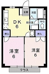 コーポさくら 2DKの間取図画像