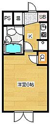 ウイングピア二日市 1Kの間取図画像