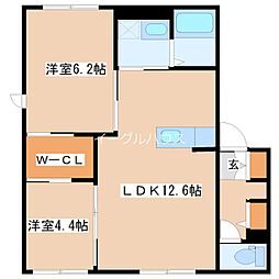 クレール・カメリアA 2LDKの間取図画像
