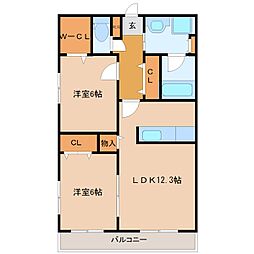 グラシーズコート 2LDKの間取図画像