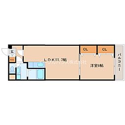 リバティエアコート 1LDKの間取図画像