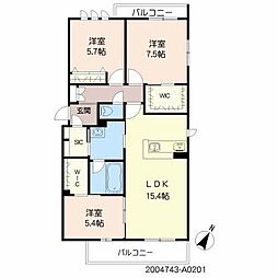 アルフラット春日 3LDKの間取図画像