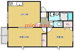 メゾンリベールA 2LDKの間取図画像