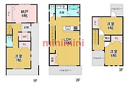 茨木市東奈良2丁目タウンハウス 3SLDKの間取図画像