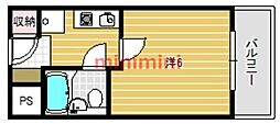 水尾ハイム 1Kの間取図画像