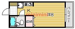ハイムメルシ幸 1Kの間取図画像