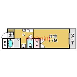 ウエスト・コーポ ワンルームの間取図画像