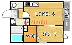 アイル千里 1LDKの間取図画像