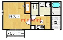 ロイヤルワン中穂茨木 1Kの間取図画像