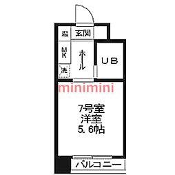 ベルメゾン相川 1Kの間取図画像