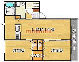 グランハイム高槻1 2LDKの間取図画像