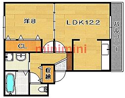 ウエストフィールド 1LDKの間取図画像