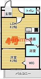 アルカンシェルコート豊津 1LDKの間取図画像