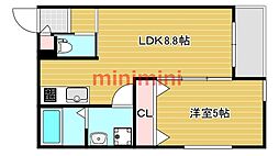 セレニティ豊川III 1LDKの間取図画像