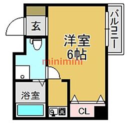 東千里OMパレス2 ワンルームの間取図画像
