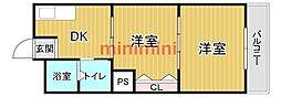 第五マンション 2DKの間取図画像