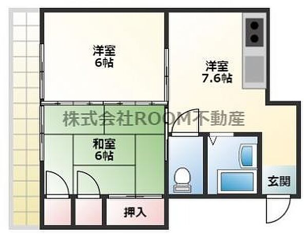 大王コーポ ｜宮崎県都城市大王町(賃貸アパート2DK・2階・37.26㎡)の写真 その2