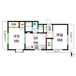 ランドハイム 1階2Kの間取り