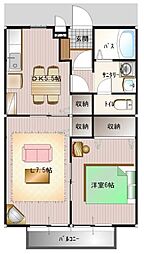 コンフォート小平壱番館 2階2DKの間取り