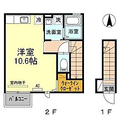 フロース ワンルームの間取図画像
