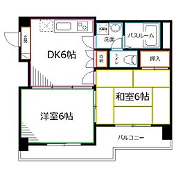 セイワ・アクレイム国立A 2DKの間取図画像