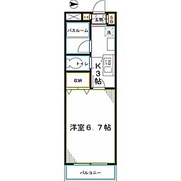 パールハイツ東小金井 1Kの間取図画像