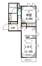 RezainLoire 1LDKの間取図画像