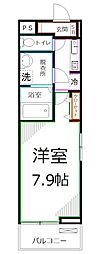 サンシエル 1Kの間取図画像
