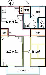 グレイス・パル1 2DKの間取図画像